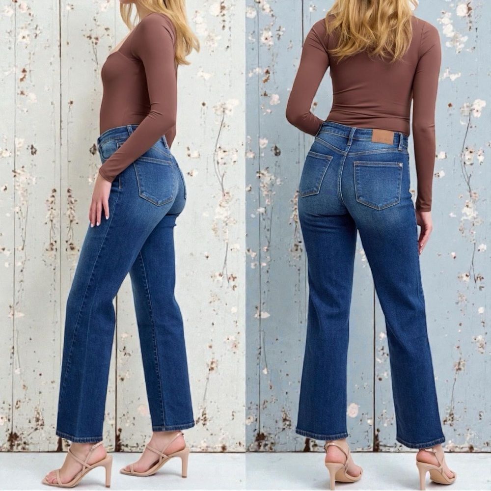 Judy Blue Mid Rise Straight Jeans Side Seam Stretch Dark Wash Plus & Reg – NWT - Picture 7 of 14